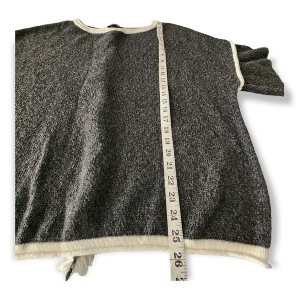 Maison Mascallier Sweater Fringe Trim on Back Grey White Size L - Picture 4 of 9